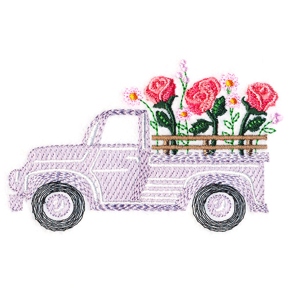 Retro Rose Flower Truck