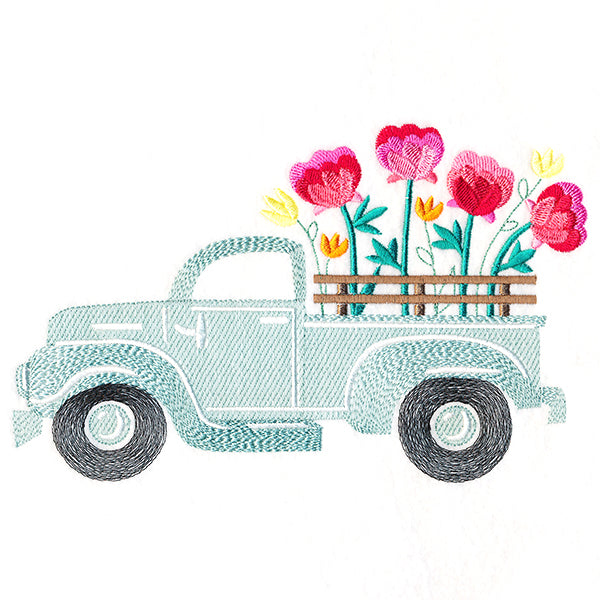 Retro Peony Flower Truck