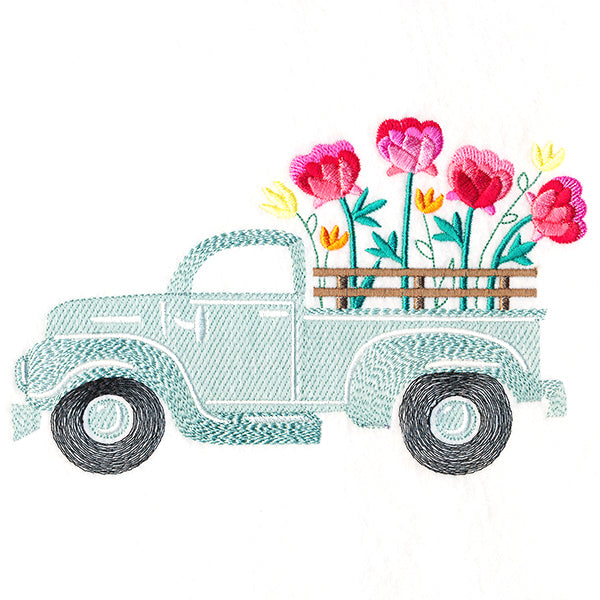 Retro Peony Flower Truck