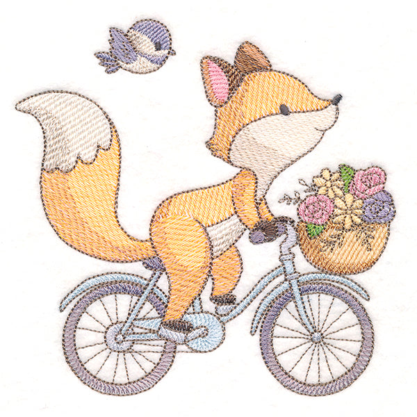 Sweet Storybook Fox on Bike