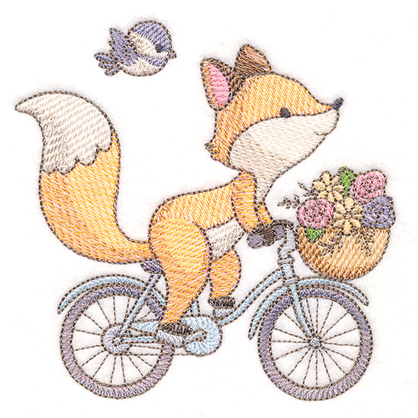 Sweet Storybook Fox on Bike