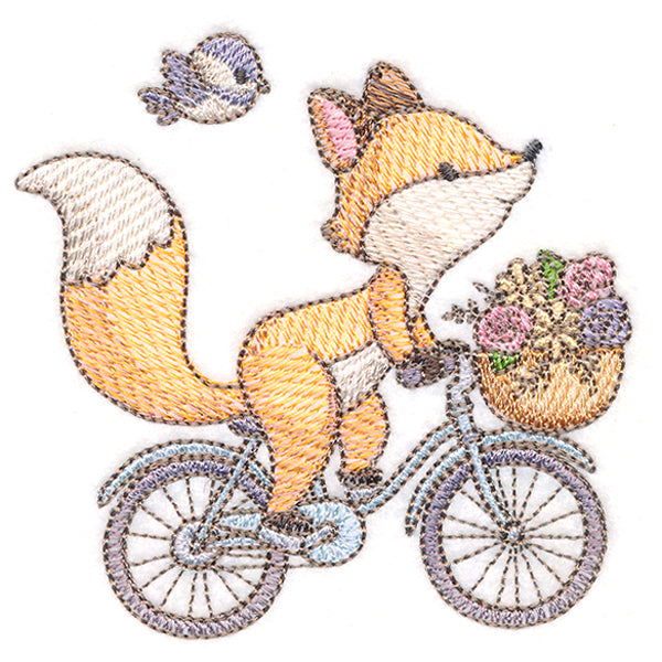 Sweet Storybook Fox on Bike