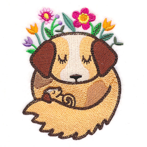 Snuggling Woodland Dogs