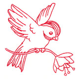 Birds & Blooms Chickadee (Redwork)