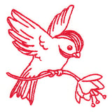 Birds & Blooms Chickadee (Redwork)