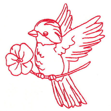Birds & Blooms Robin (Redwork)