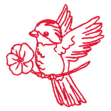 Birds & Blooms Robin (Redwork)