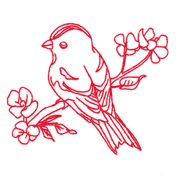 Birds & Blooms Goldfinch (Redwork)