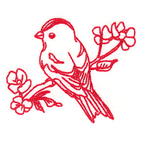 Birds & Blooms Goldfinch (Redwork)