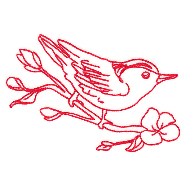Birds & Blooms Nuthatch (Redwork)