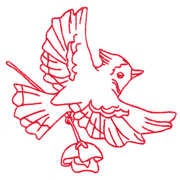 Birds & Blooms Blue Jay (Redwork)