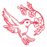 Birds & Blooms Hummingbird (Redwork)