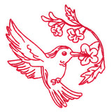 Birds & Blooms Hummingbird (Redwork)