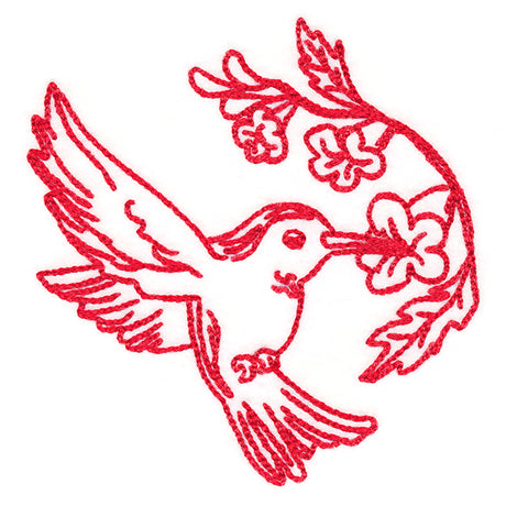 Birds & Blooms Hummingbird (Redwork)