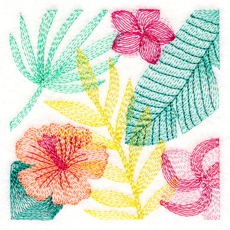 Tropical Leaves & Flowers Square