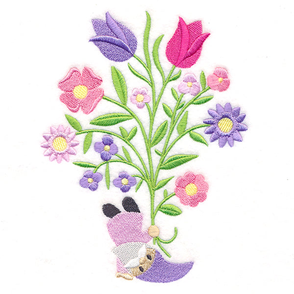 Playful Garden Gnome with Blooms