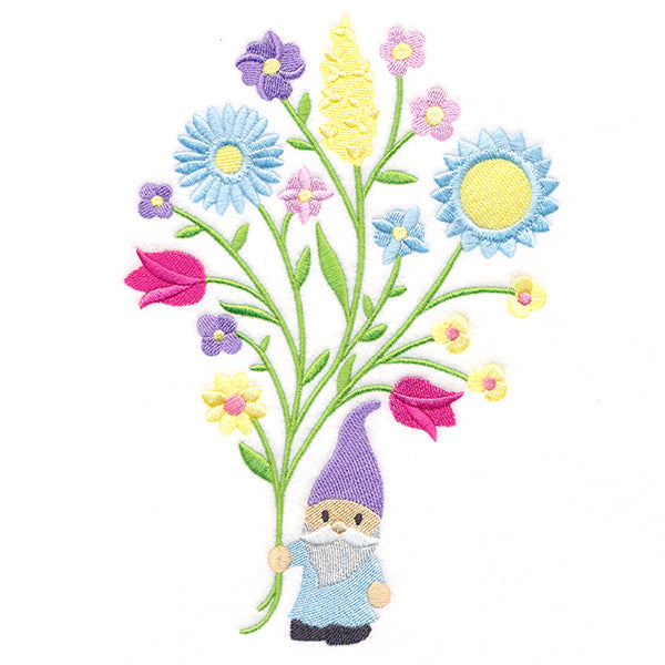 Sweet Garden Gnome with Blooms