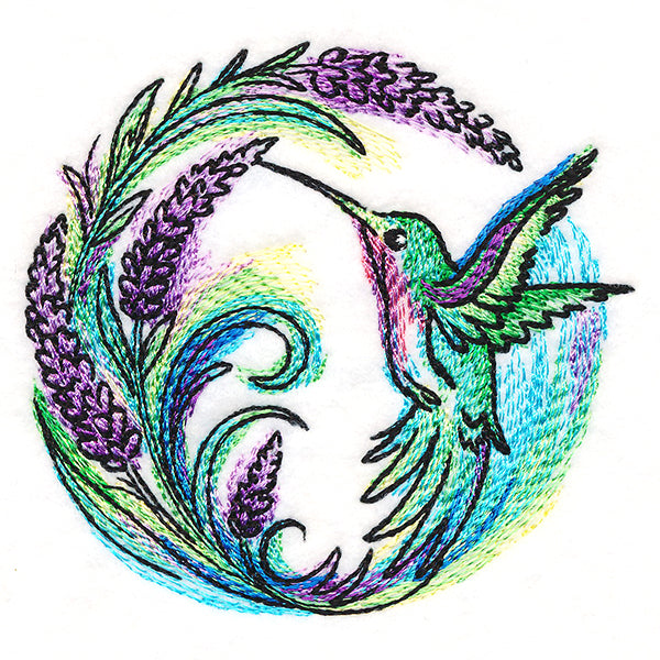 Lavender Blooms Hummingbird