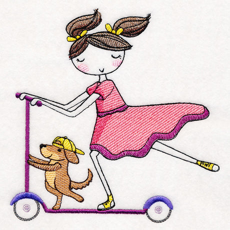 Sweet Scooting Kiddo & Puppy