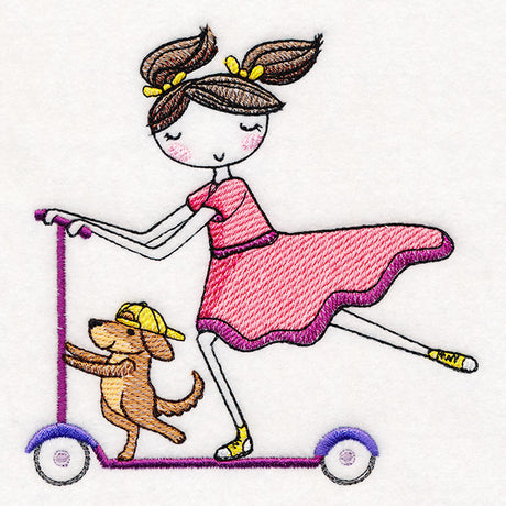 Sweet Scooting Kiddo & Puppy