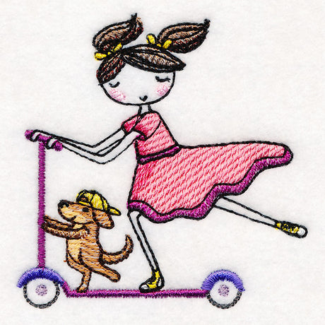 Sweet Scooting Kiddo & Puppy