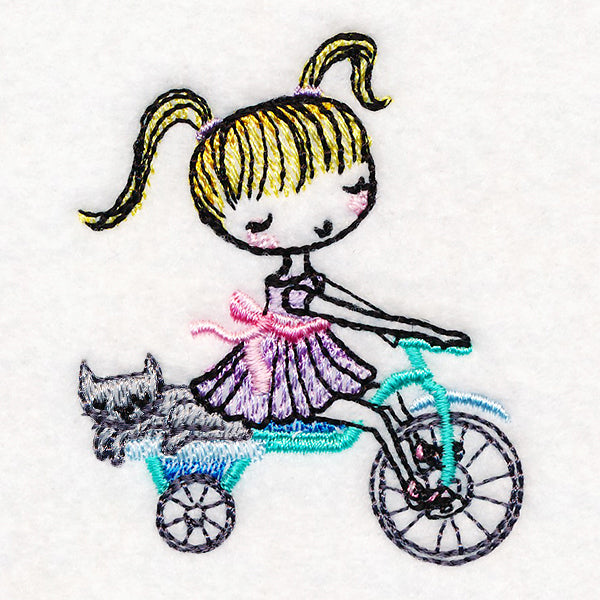 Cycling Little Sister & Kitty