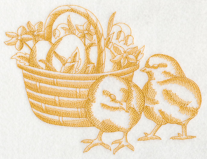 Chicks and Egg Basket (Toile)
