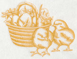 Chicks and Egg Basket (Toile)