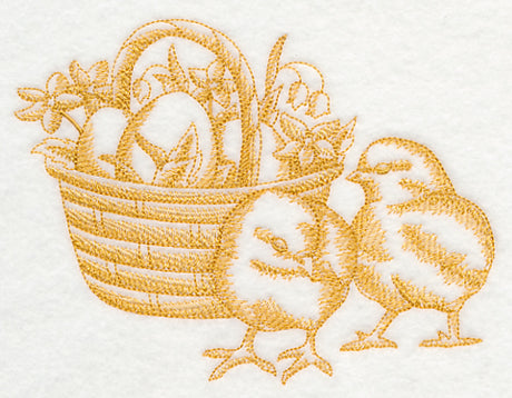 Chicks and Egg Basket (Toile)