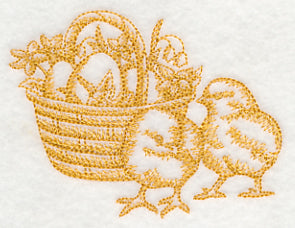 Chicks and Egg Basket (Toile)