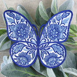 Free-Flying Delft Blue Butterfly (In-the-Hoop)