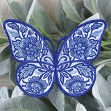 Free-Flying Delft Blue Butterfly (In-the-Hoop)