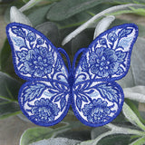 Free-Flying Delft Blue Butterfly (In-the-Hoop)