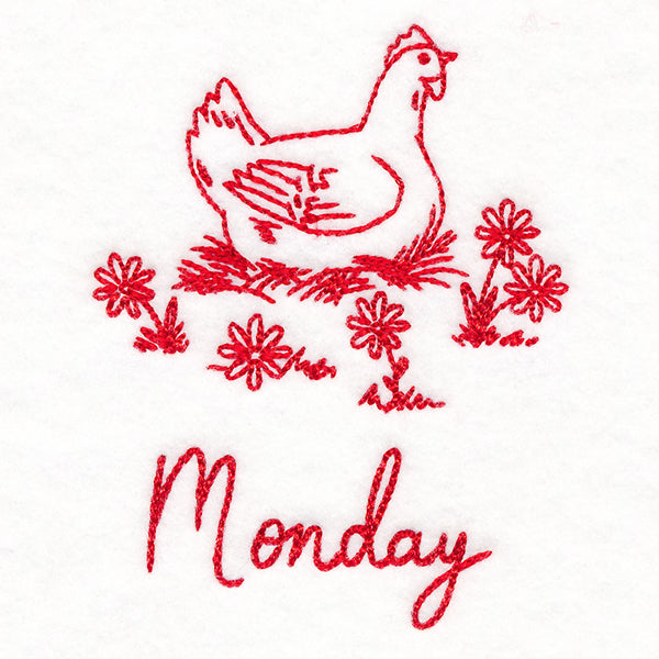 Country Chicken on Monday (Redwork)
