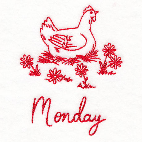 Country Chicken on Monday (Redwork)