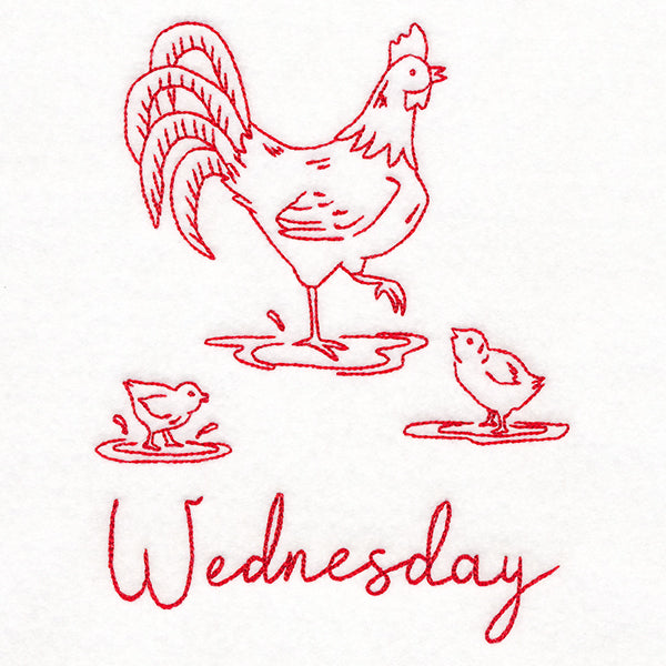 Country Chicken on Wednesday (Redwork)