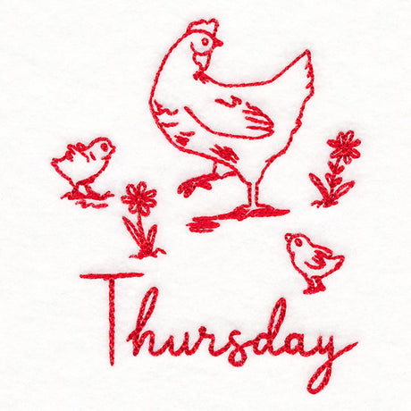 Country Chicken on Thursday (Redwork)