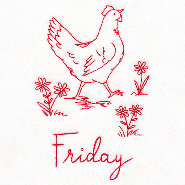 Country Chicken on Friday (Redwork)