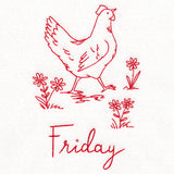Country Chicken on Friday (Redwork)