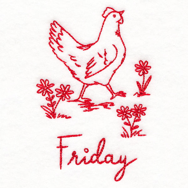 Country Chicken on Friday (Redwork)
