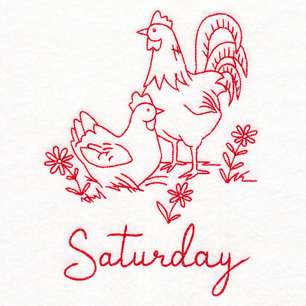 Country Chicken on Saturday (Redwork)