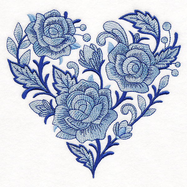 Delft Blue Rose Heart
