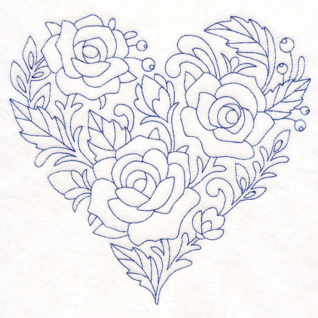 Delft Blue Rose Heart (Bluework)