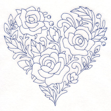 Delft Blue Rose Heart (Bluework)
