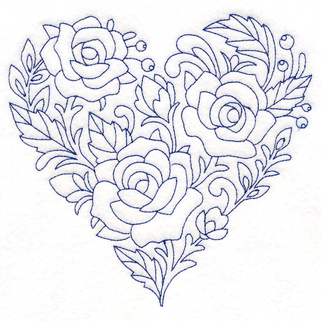 Delft Blue Rose Heart (Bluework)