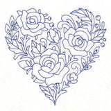 Delft Blue Rose Heart (Bluework)