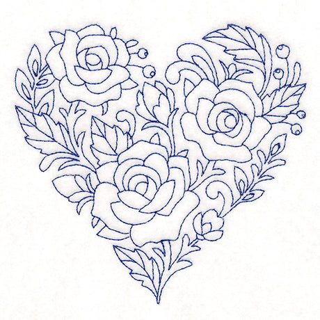 Delft Blue Rose Heart (Bluework)