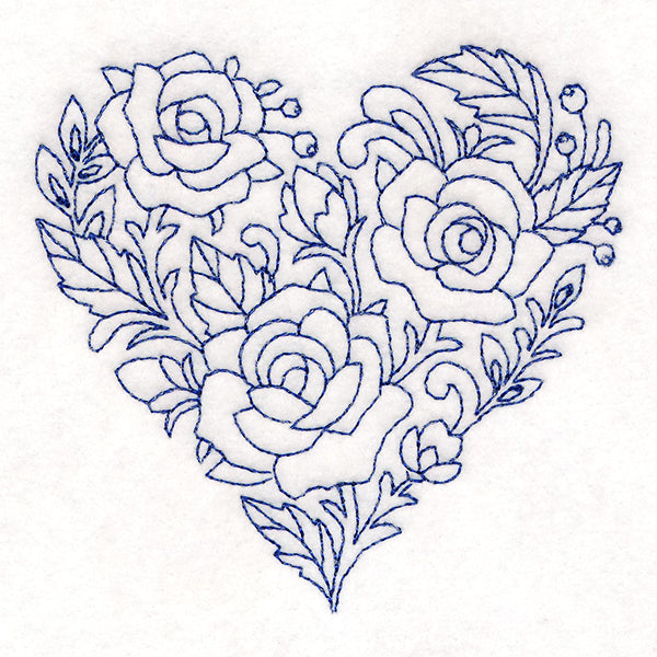 Delft Blue Rose Heart (Bluework)