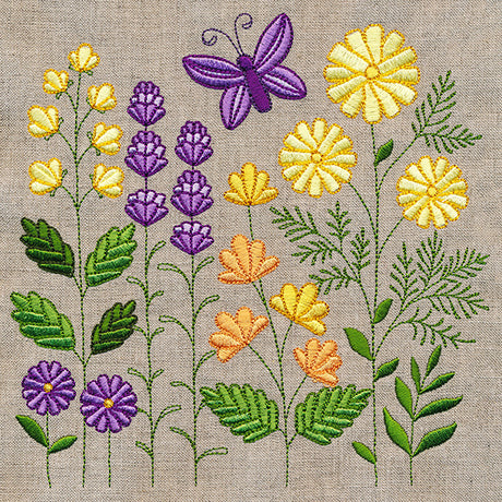 Summer Blossoms and Butterfly