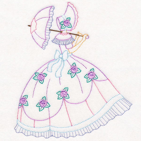 Umbrella Girl with Roses (Vintage)